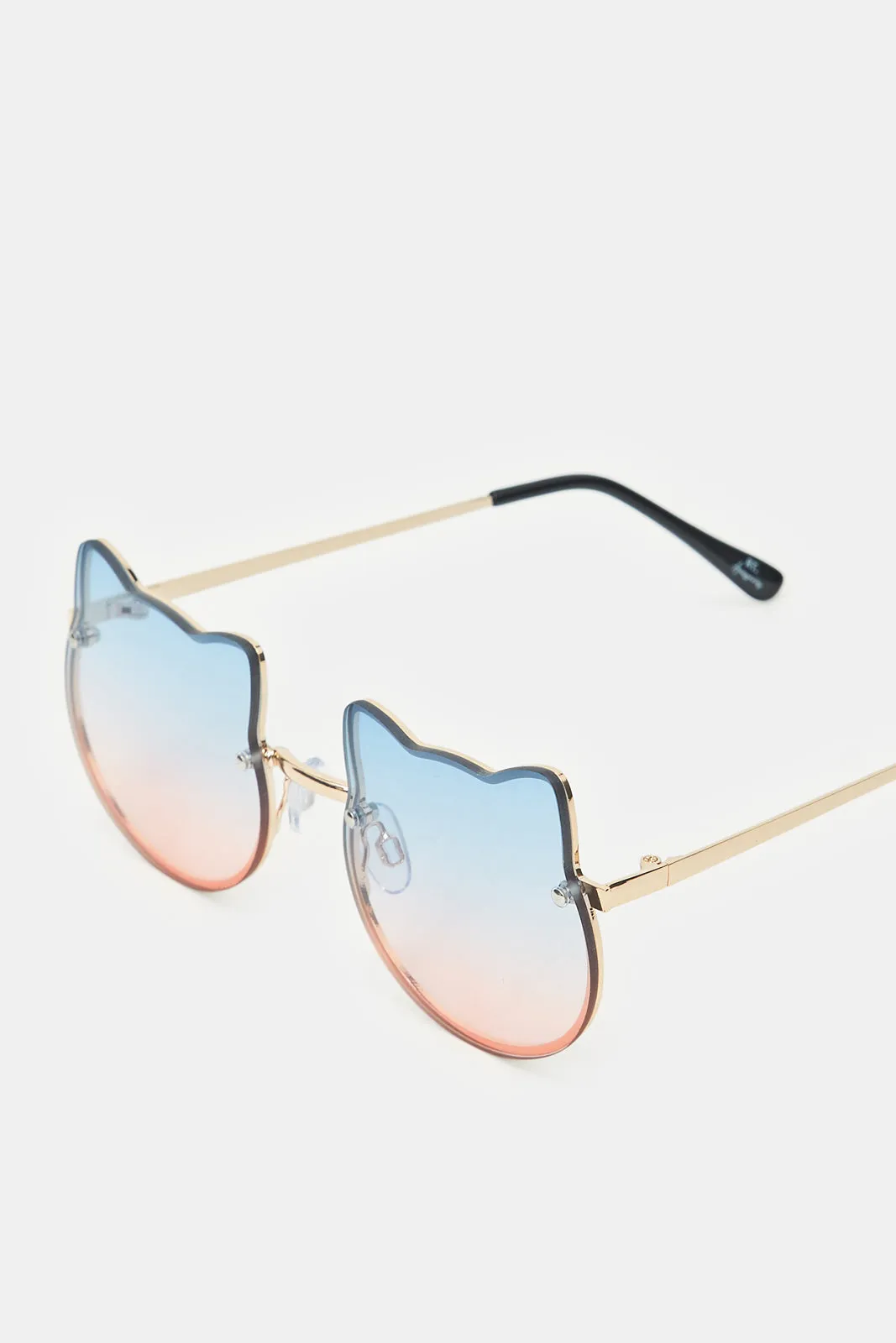 Girls Gold Cat Embellished Sunglasses