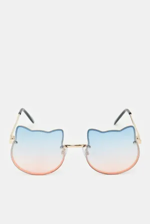 Girls Gold Cat Embellished Sunglasses
