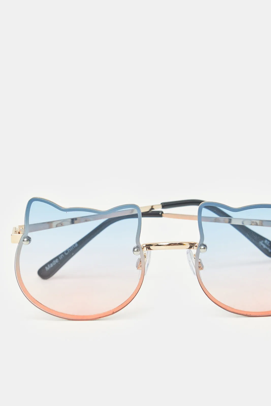 Girls Gold Cat Embellished Sunglasses