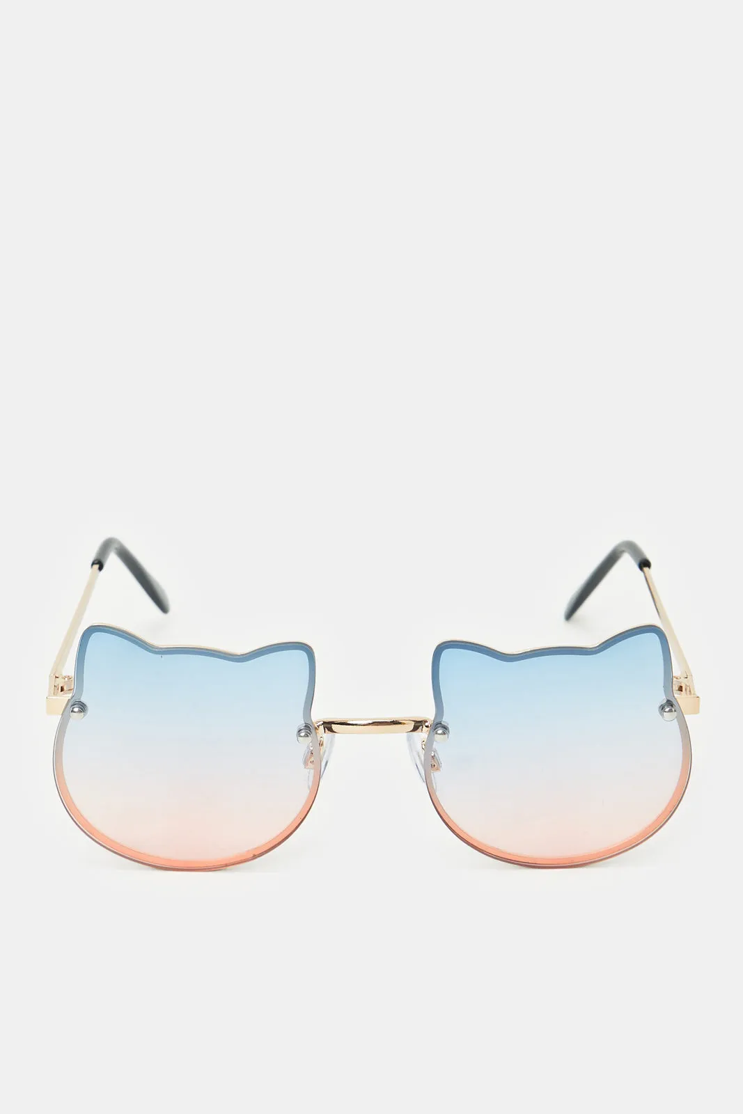 Girls Gold Cat Embellished Sunglasses