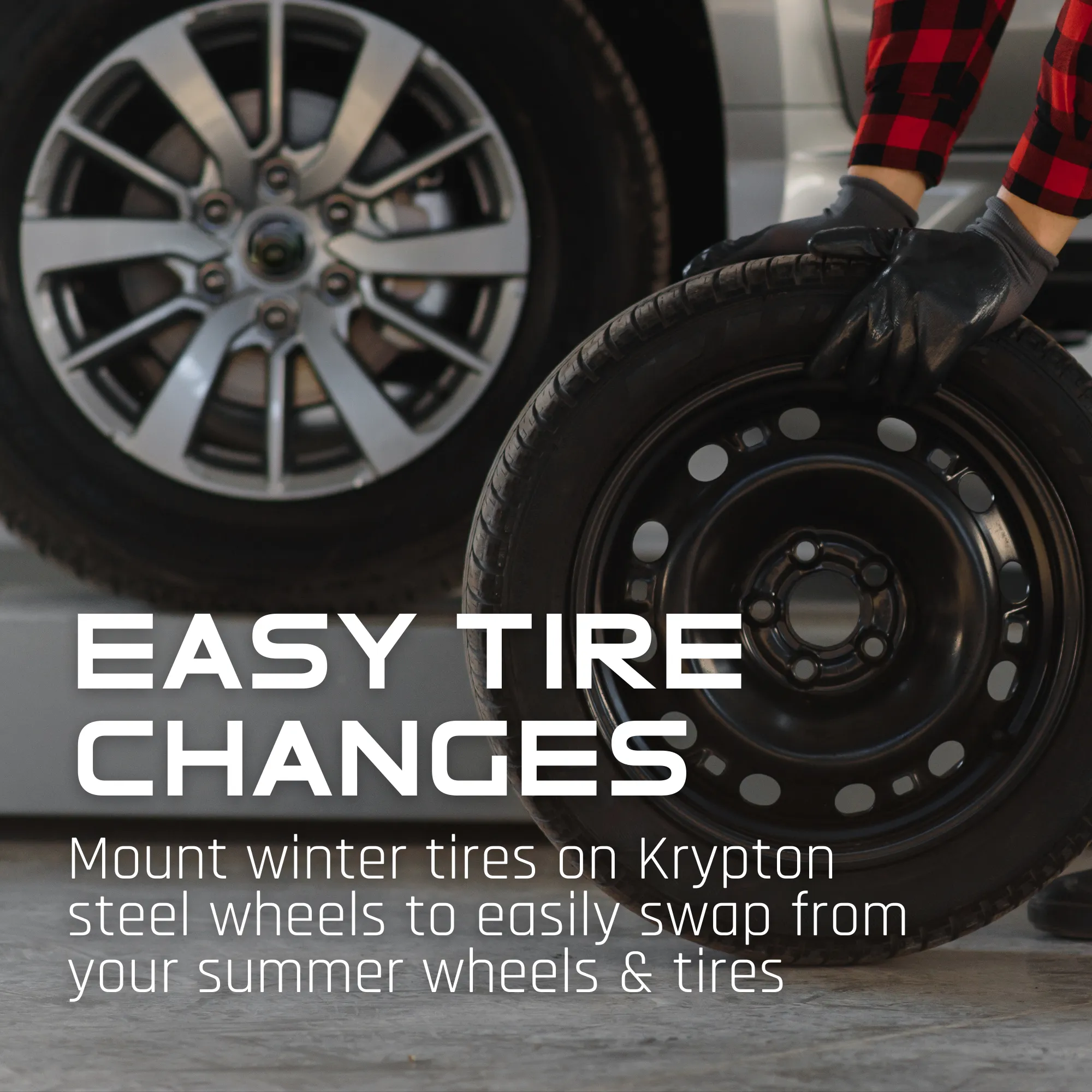 Krypton Steel Wheel 18X7 5X108 ET 38MM Bore 63.4 Black ArcticArmor Shield Coat Steel Rim