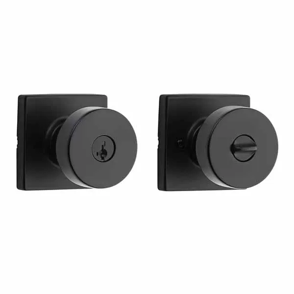 Kwikset - 740PSK - Pismo Knob Set - Square Rose - 514 - Matte Black - Entrance - SC1 Schlage - SmartKey Technology - Grade 3