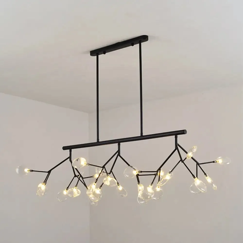 Leaf-Shaped Metal Island Chandelier with 27 Contemporary Lights for Bedroom