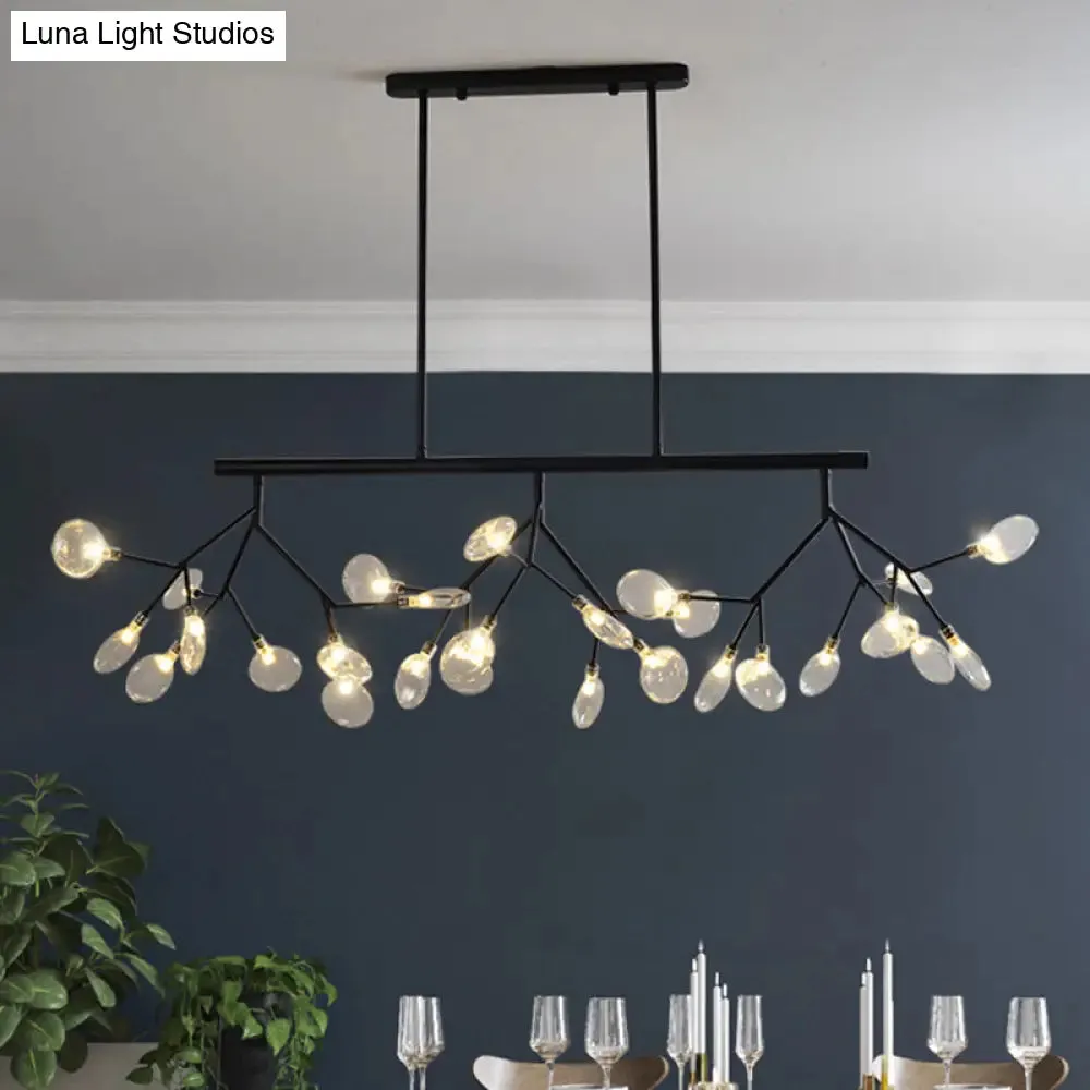 Leaf-Shaped Metal Island Chandelier with 27 Contemporary Lights for Bedroom