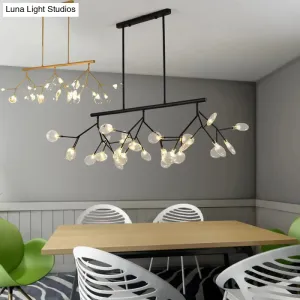 Leaf-Shaped Metal Island Chandelier with 27 Contemporary Lights for Bedroom