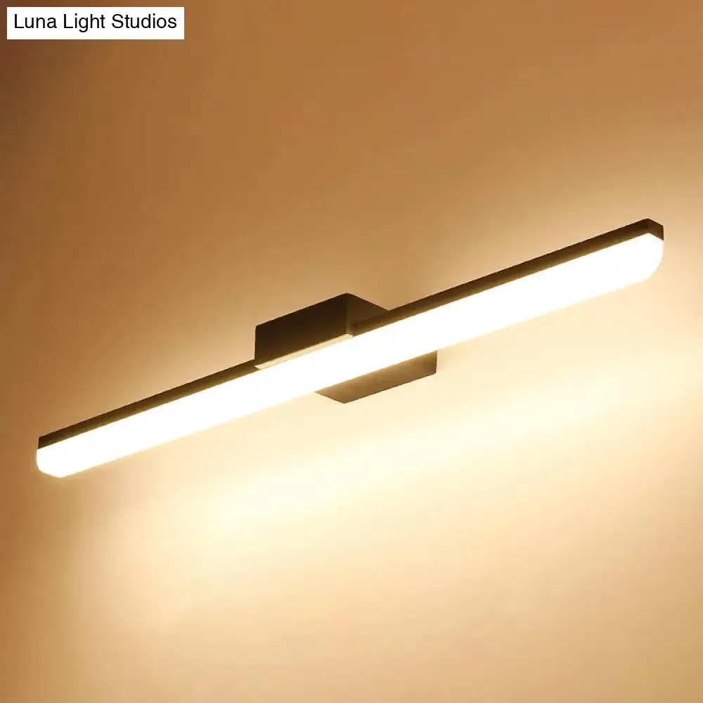 Linear LED Bathroom Vanity Sconce with Acrylic Diffuser - Simple Metal Design