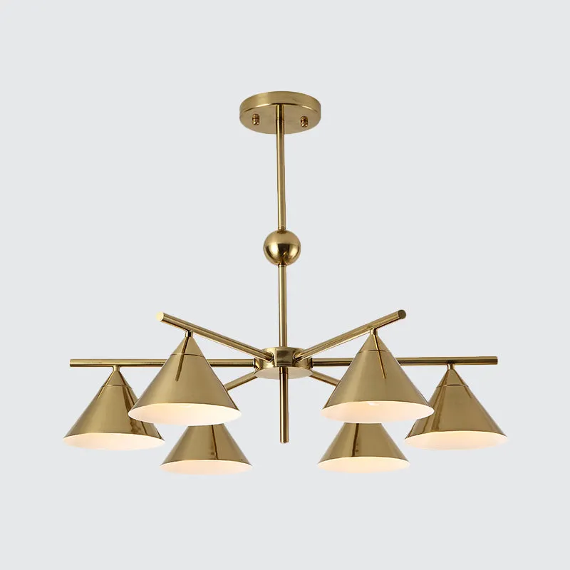 Macaron Candy Colored Chandelier - Metal Pyramid Design - 6 Heads - Kids Bedroom Hanging Light