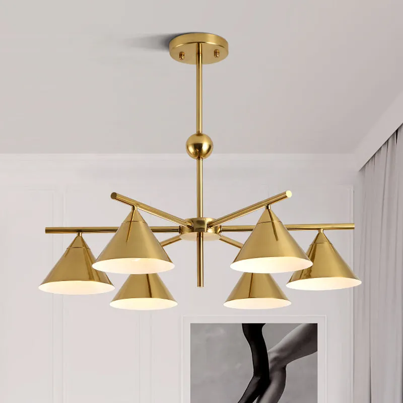 Macaron Candy Colored Chandelier - Metal Pyramid Design - 6 Heads - Kids Bedroom Hanging Light