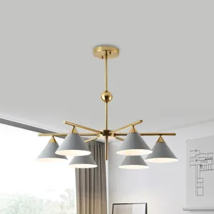 Macaron Candy Colored Chandelier - Metal Pyramid Design - 6 Heads - Kids Bedroom Hanging Light