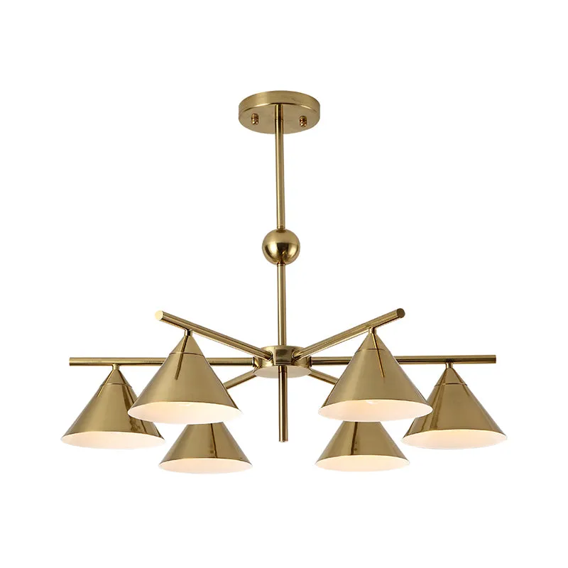 Macaron Candy Colored Chandelier - Metal Pyramid Design - 6 Heads - Kids Bedroom Hanging Light