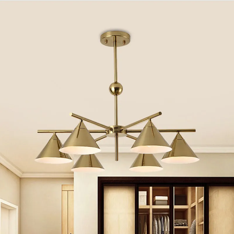 Macaron Candy Colored Chandelier - Metal Pyramid Design - 6 Heads - Kids Bedroom Hanging Light