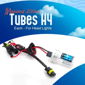 Maximus 200w Tubes H4 - Each - For Head Lights | Headlamps | Bulb | Light