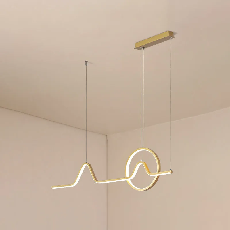 Minimalist Aluminum LED Dining Room Pendant Lamp â€“ Curve Art Island Lighting