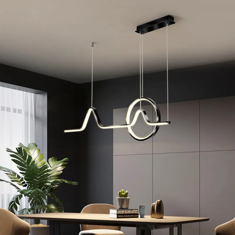 Minimalist Aluminum LED Dining Room Pendant Lamp â€“ Curve Art Island Lighting