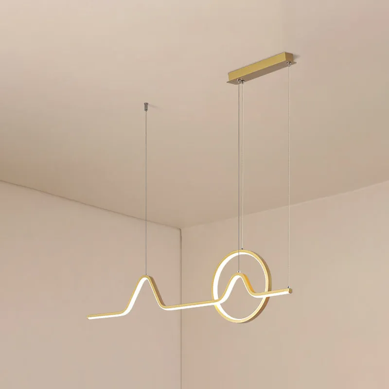 Minimalist Aluminum LED Dining Room Pendant Lamp â€“ Curve Art Island Lighting