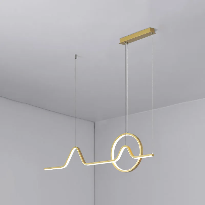 Minimalist Aluminum LED Dining Room Pendant Lamp â€“ Curve Art Island Lighting