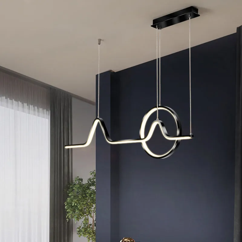 Minimalist Aluminum LED Dining Room Pendant Lamp â€“ Curve Art Island Lighting