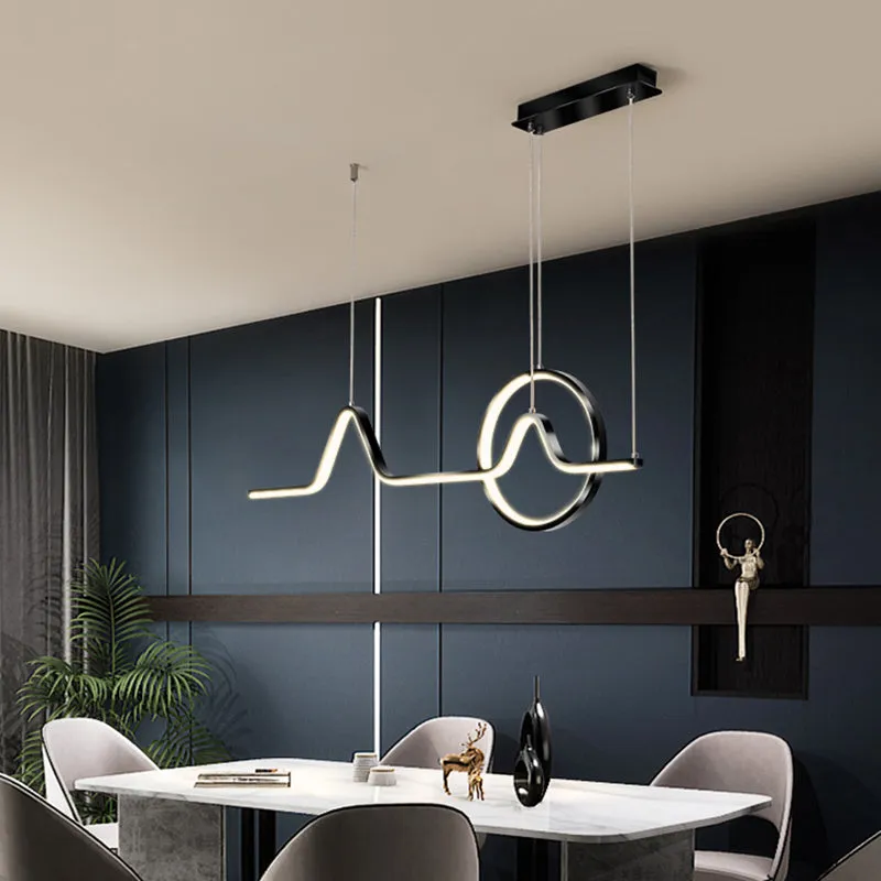 Minimalist Aluminum LED Dining Room Pendant Lamp â€“ Curve Art Island Lighting