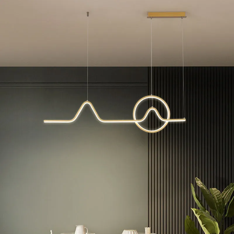 Minimalist Aluminum LED Dining Room Pendant Lamp â€“ Curve Art Island Lighting