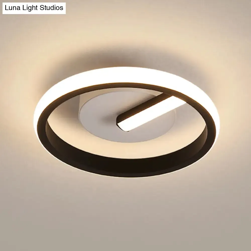 Minimalist Black LED Ceiling Flush Mount Light with Circle Metal Shade