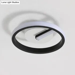 Minimalist Black LED Ceiling Flush Mount Light with Circle Metal Shade