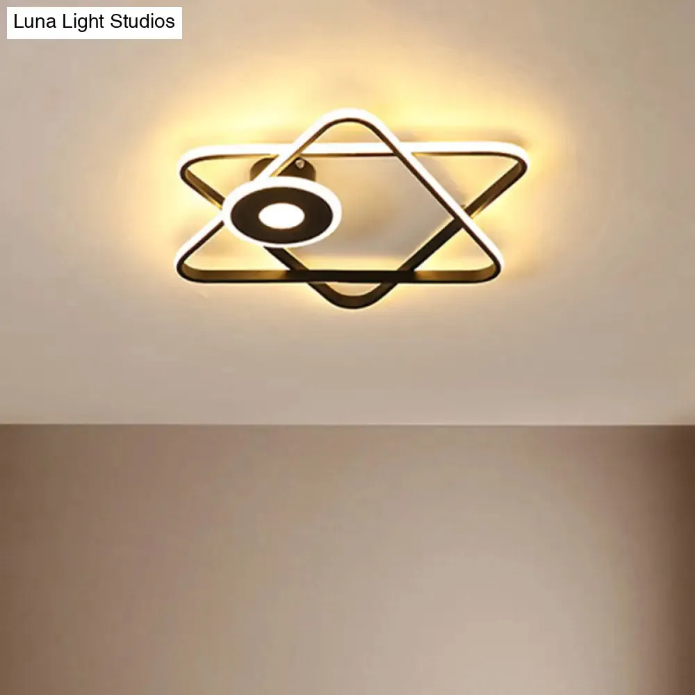 Minimalist Black/White Dual Triangular Frame LED Flush Light Fixture in Warm/White Light