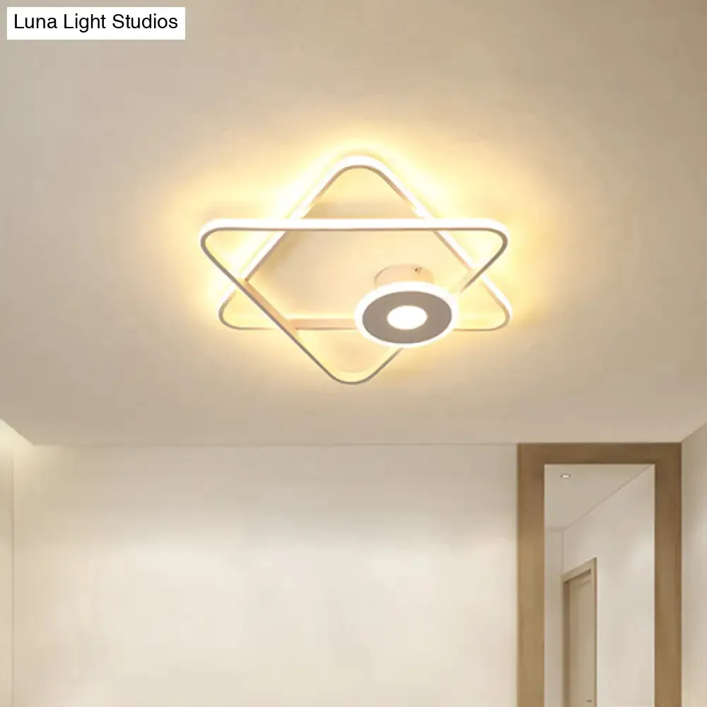 Minimalist Black/White Dual Triangular Frame LED Flush Light Fixture in Warm/White Light