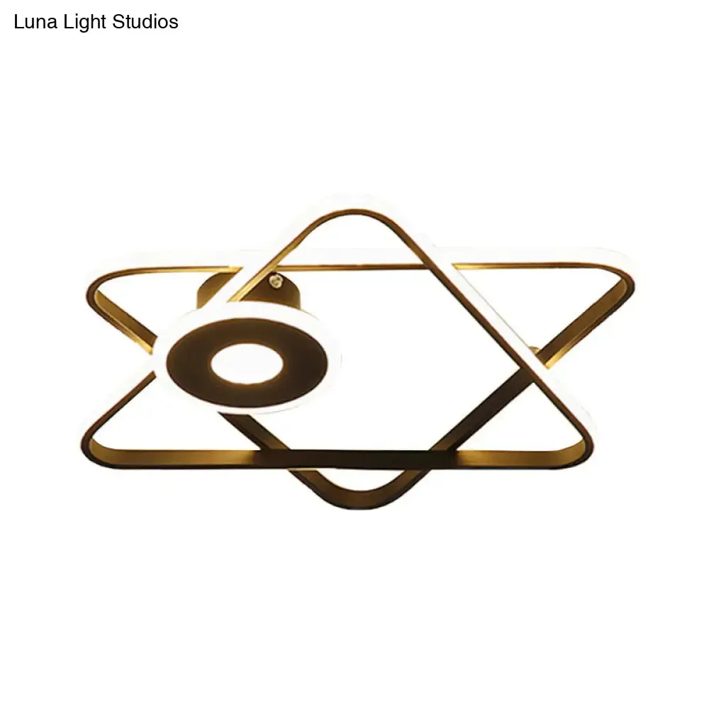 Minimalist Black/White Dual Triangular Frame LED Flush Light Fixture in Warm/White Light