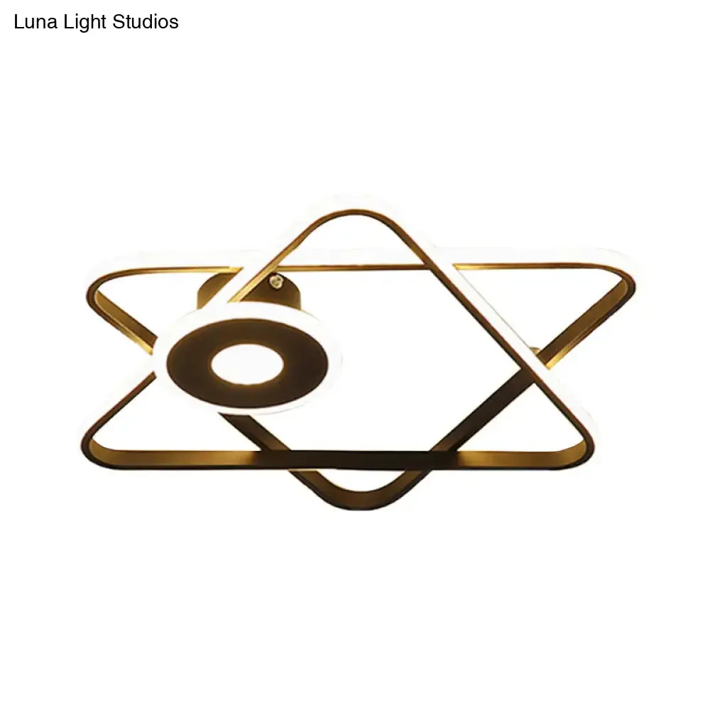 Minimalist Black/White Dual Triangular Frame LED Flush Light Fixture in Warm/White Light