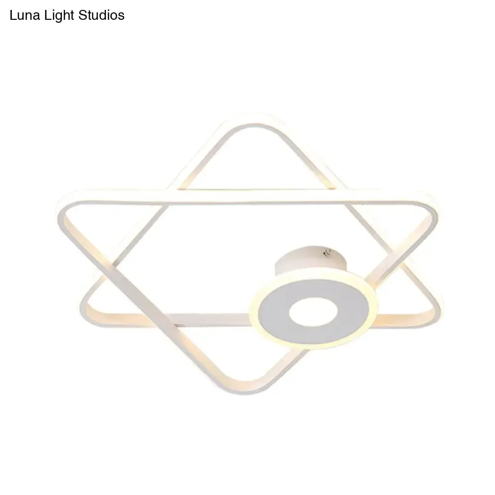 Minimalist Black/White Dual Triangular Frame LED Flush Light Fixture in Warm/White Light