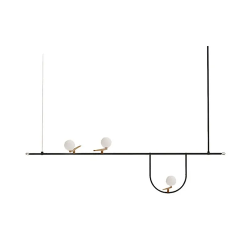 Modern Black Glass Sphere Island Chandelier Light Fixture with Cream Accents - Ceiling Mounted Artistic Lighting