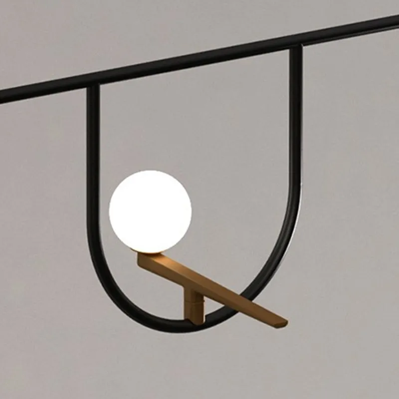 Modern Black Glass Sphere Island Chandelier Light Fixture with Cream Accents - Ceiling Mounted Artistic Lighting