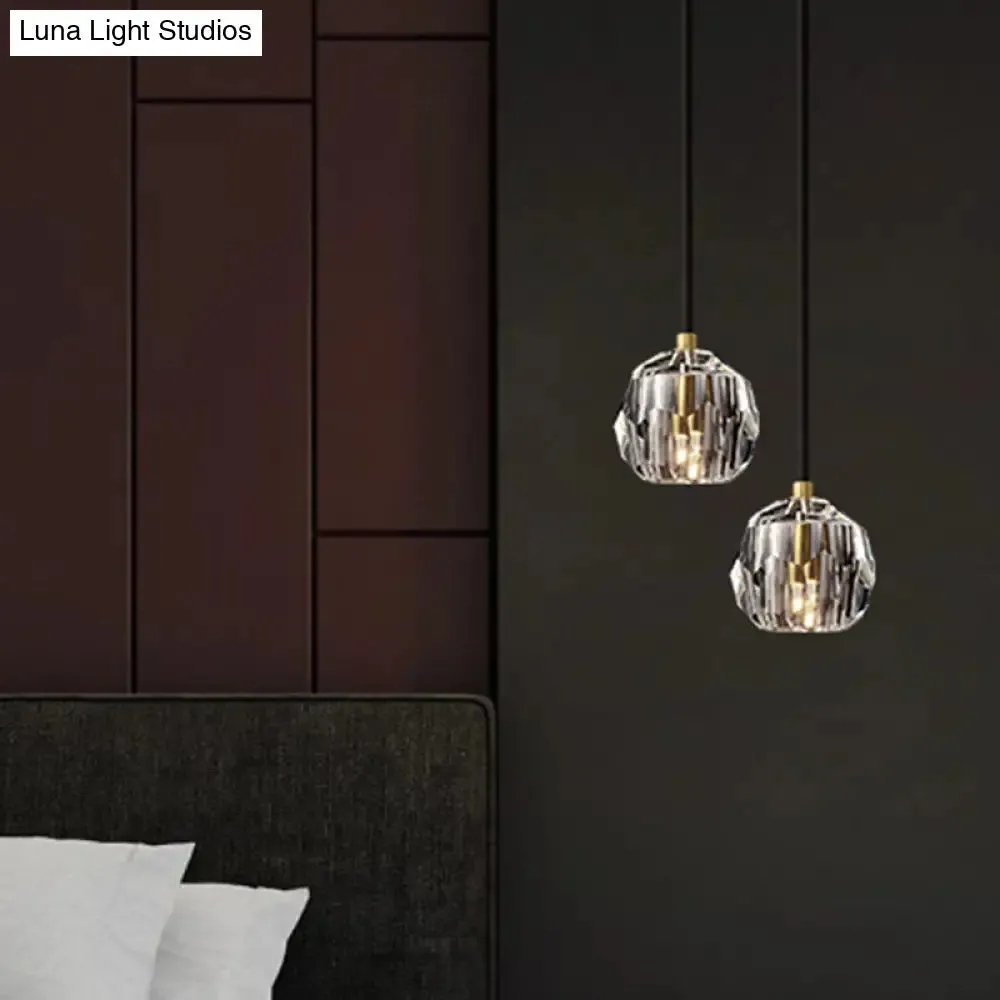 Modern Black Globe LED Crystal Pendant Light