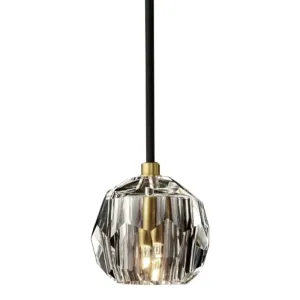 Modern Black Globe LED Crystal Pendant Light