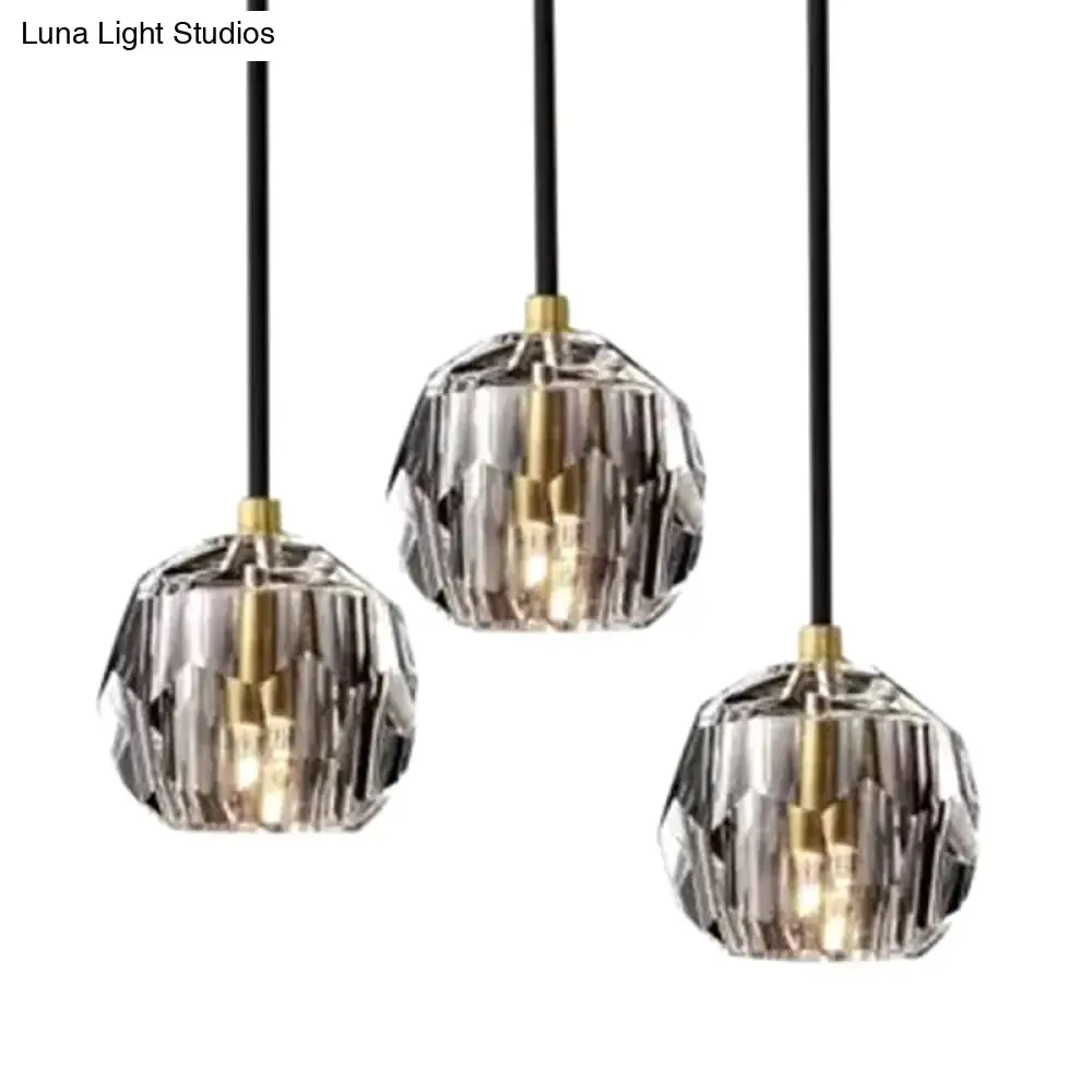 Modern Black Globe LED Crystal Pendant Light