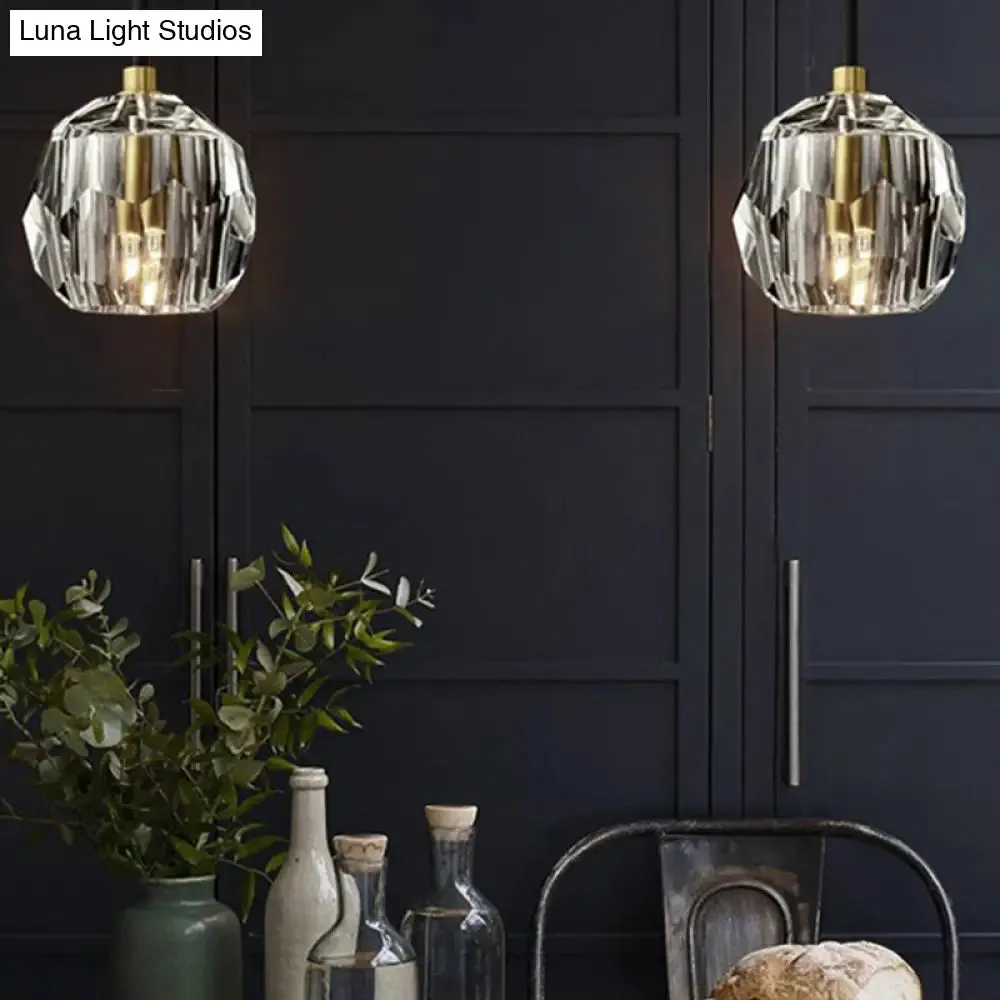 Modern Black Globe LED Crystal Pendant Light
