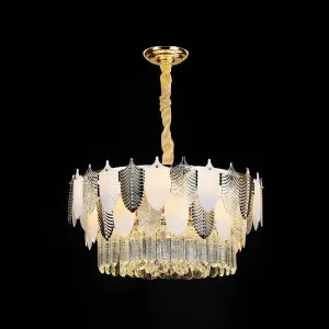 Modern Clear Crystal Leaf Pendant Chandelier - Stylish Suspension Light for Living Room