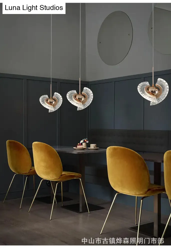 Modern Crystal LED Pendant Light in Gold for Living Room
