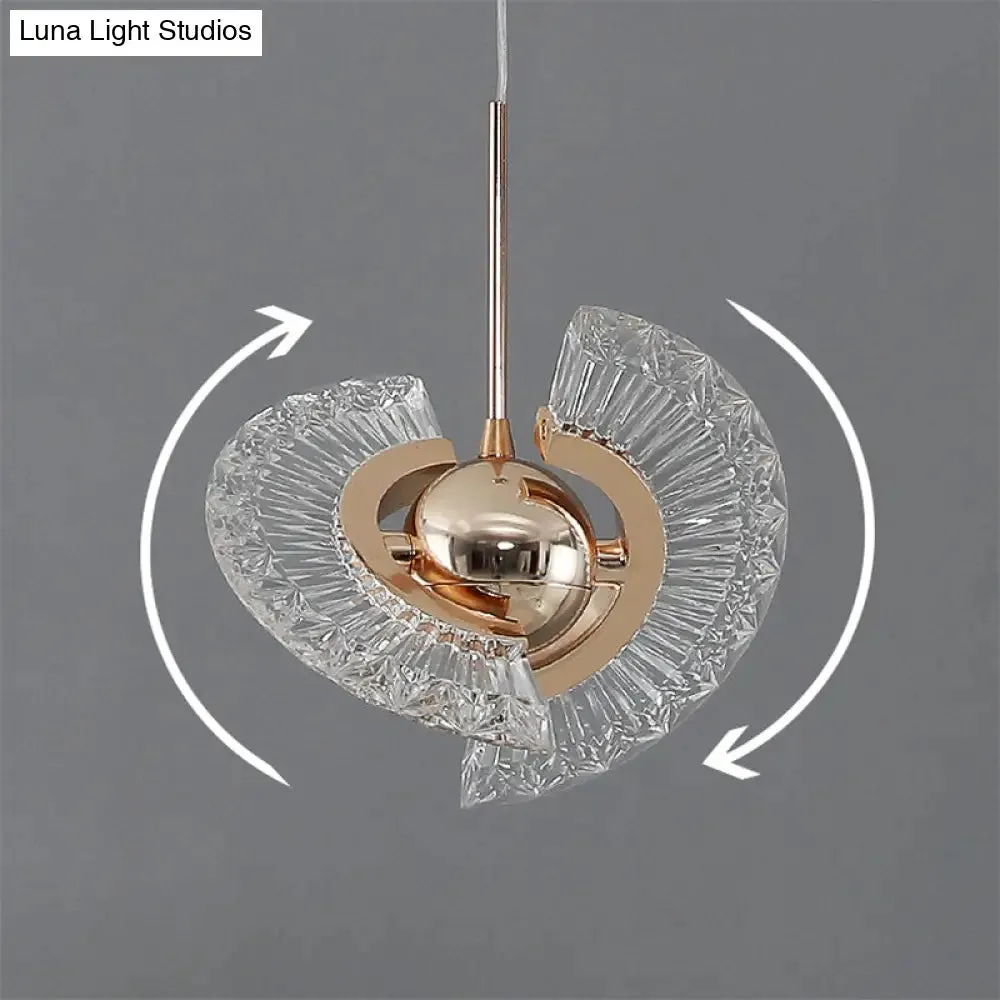 Modern Crystal LED Pendant Light in Gold for Living Room