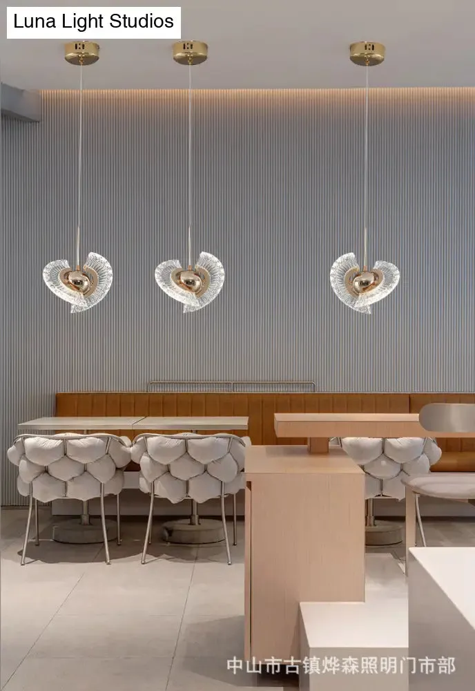 Modern Crystal LED Pendant Light in Gold for Living Room