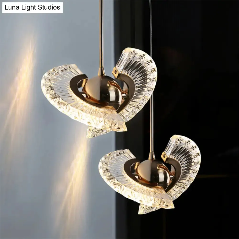 Modern Crystal LED Pendant Light in Gold for Living Room