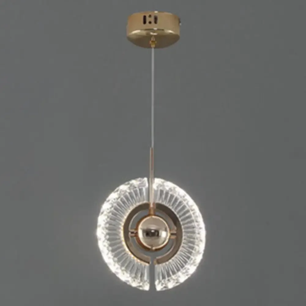 Modern Crystal LED Pendant Light in Gold for Living Room