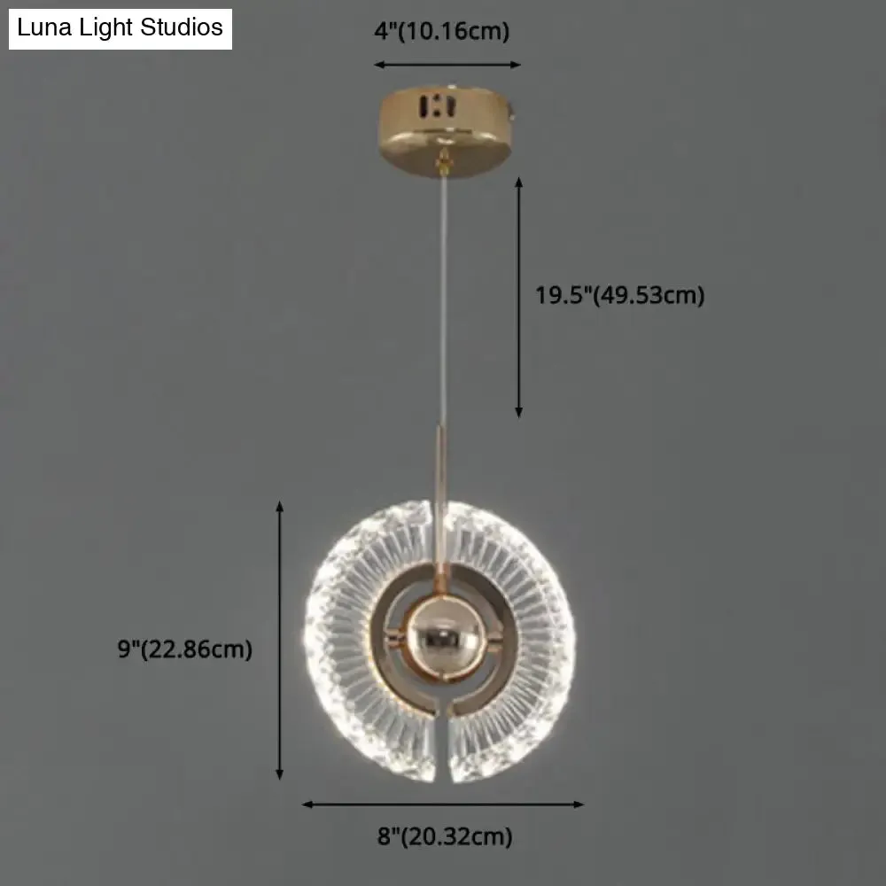 Modern Crystal LED Pendant Light in Gold for Living Room