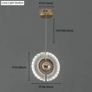 Modern Crystal LED Pendant Light in Gold for Living Room