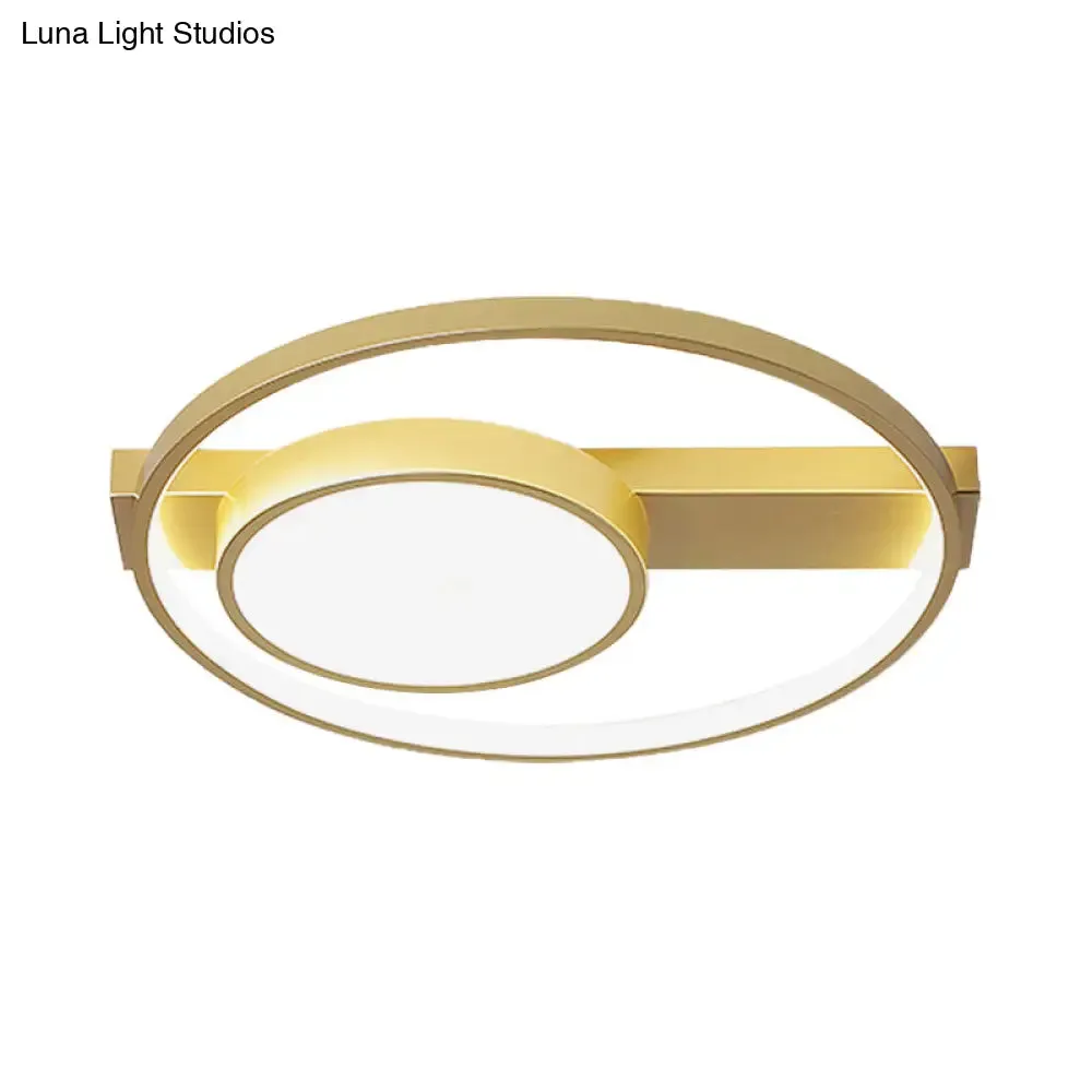 Modern Golden Flush Ceiling Light - 18"/22" Wide LED Flushmount with Warm/White Light