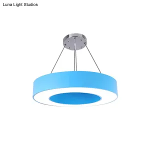 Modern O-Shaped Acrylic Pendant Light for Kids' Bedrooms - Adjustable 31.5" Cord