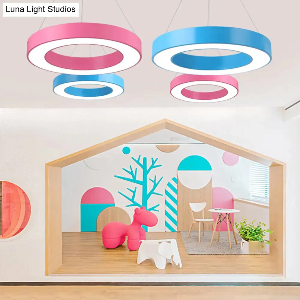 Modern O-Shaped Acrylic Pendant Light for Kids' Bedrooms - Adjustable 31.5" Cord