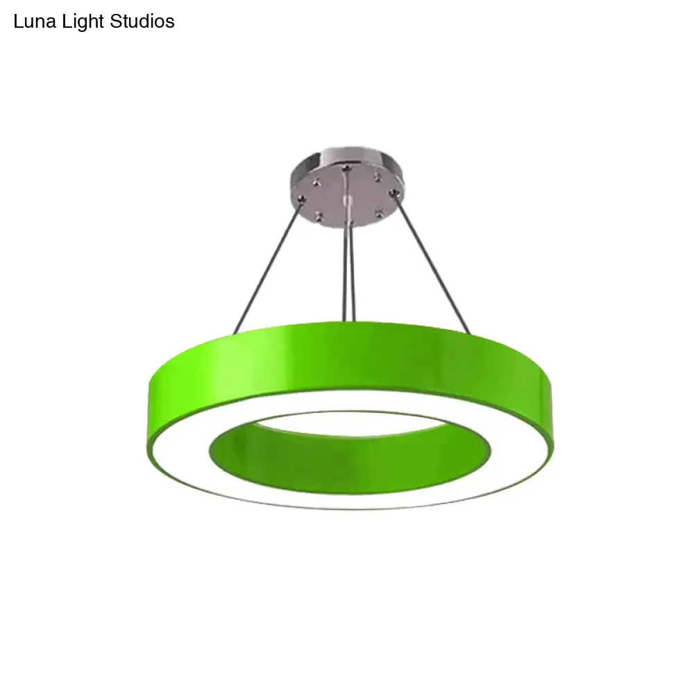 Modern O-Shaped Acrylic Pendant Light for Kids' Bedrooms - Adjustable 31.5" Cord