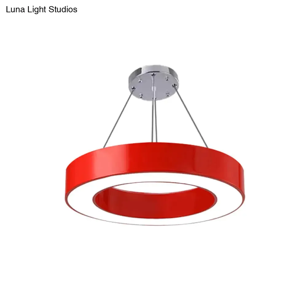 Modern O-Shaped Acrylic Pendant Light for Kids' Bedrooms - Adjustable 31.5" Cord