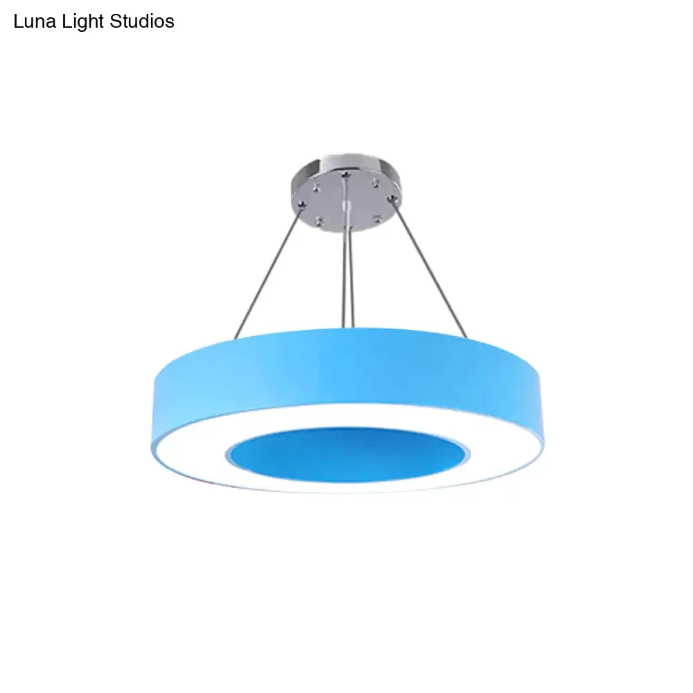Modern O-Shaped Acrylic Pendant Light for Kids' Bedrooms - Adjustable 31.5" Cord
